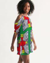 Load image into Gallery viewer, FUNKARA POLYGON CLOTH 1 Women's Open Shoulder A-Line Dress