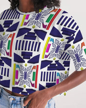 Load image into Gallery viewer, 3D Jeweled Flag Women's Lounge Cropped Tee