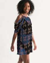 Load image into Gallery viewer, Continuous Peace Women's Open Shoulder A-Line Dress