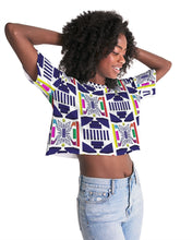 Load image into Gallery viewer, 3D Jeweled Flag Women's Lounge Cropped Tee