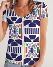 Load image into Gallery viewer, 3D Jeweled Flag Women's V-Neck Tee