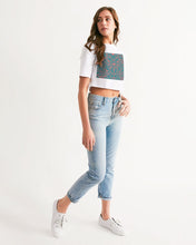 Load image into Gallery viewer, Coral & Teal Tribal Lines Women's Cropped Tee