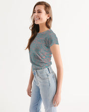 Load image into Gallery viewer, Coral & Teal Tribal Lines Women's Tee