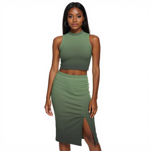 All-Over Print Women's Tank Top & Split High Skirt Set