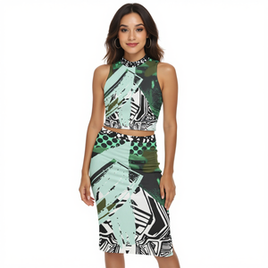 All-Over Print Women's Tank Top & Split High Skirt Set