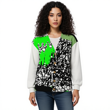 Load image into Gallery viewer, All-Over Print Unisex V-neck Knitted Fleece Cardigan With Button Closure
