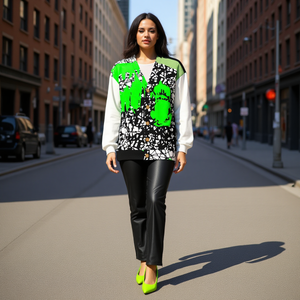 All-Over Print Unisex V-neck Knitted Fleece Cardigan With Button Closure