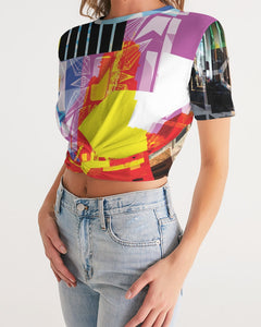 urbanAZTEC Women's Twist-Front Cropped Tee