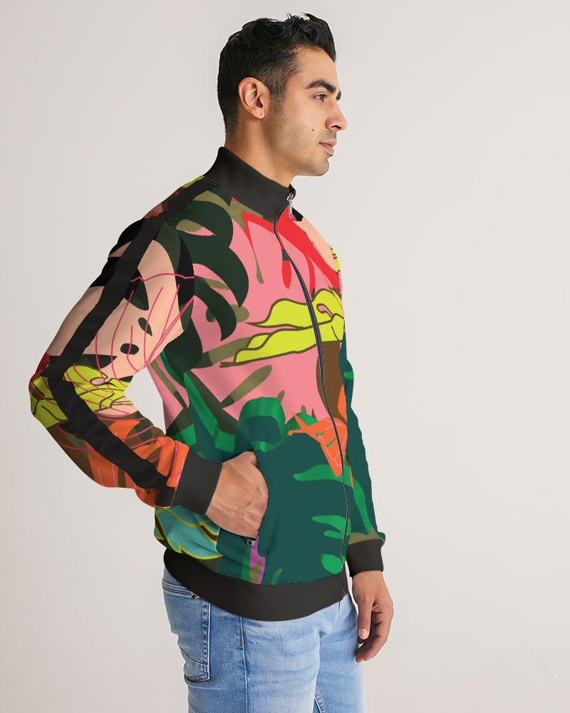 MONSTERA Men's Stripe-Sleeve Track Jacket