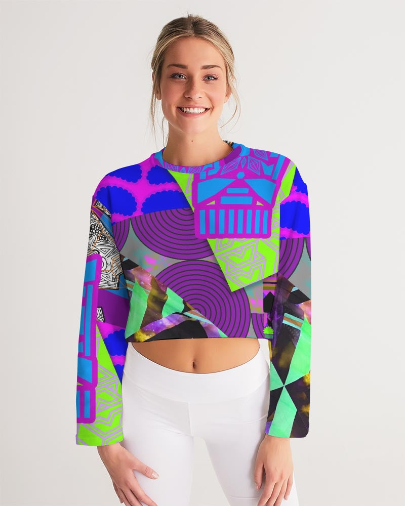 PURPLE-ATED FUNKARA Women's Cropped Sweatshirt