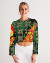 Load image into Gallery viewer, continuospeace1 heritage print Women&#39;s Cropped Sweatshirt
