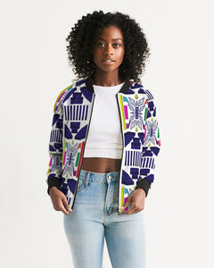 3D Jeweled Flag Women's Bomber Jacket