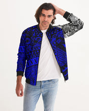 Load image into Gallery viewer, Marisa_Feather sketch details in BLUE Men&#39;s Bomber Jacket
