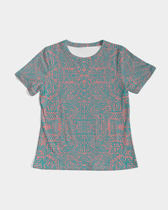 Coral & Teal Tribal Lines  Women's Tee