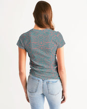 Load image into Gallery viewer, Coral &amp; Teal Tribal Lines  Women&#39;s Tee
