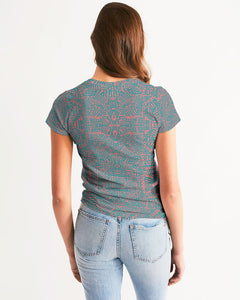 Coral & Teal Tribal Lines  Women's Tee