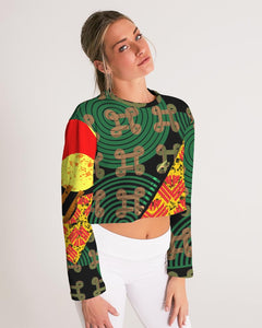 continuospeace1 heritage print Women's Cropped Sweatshirt