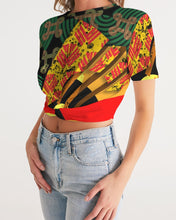 Load image into Gallery viewer, continuospeace1 heritage print Women&#39;s Twist-Front Cropped Tee
