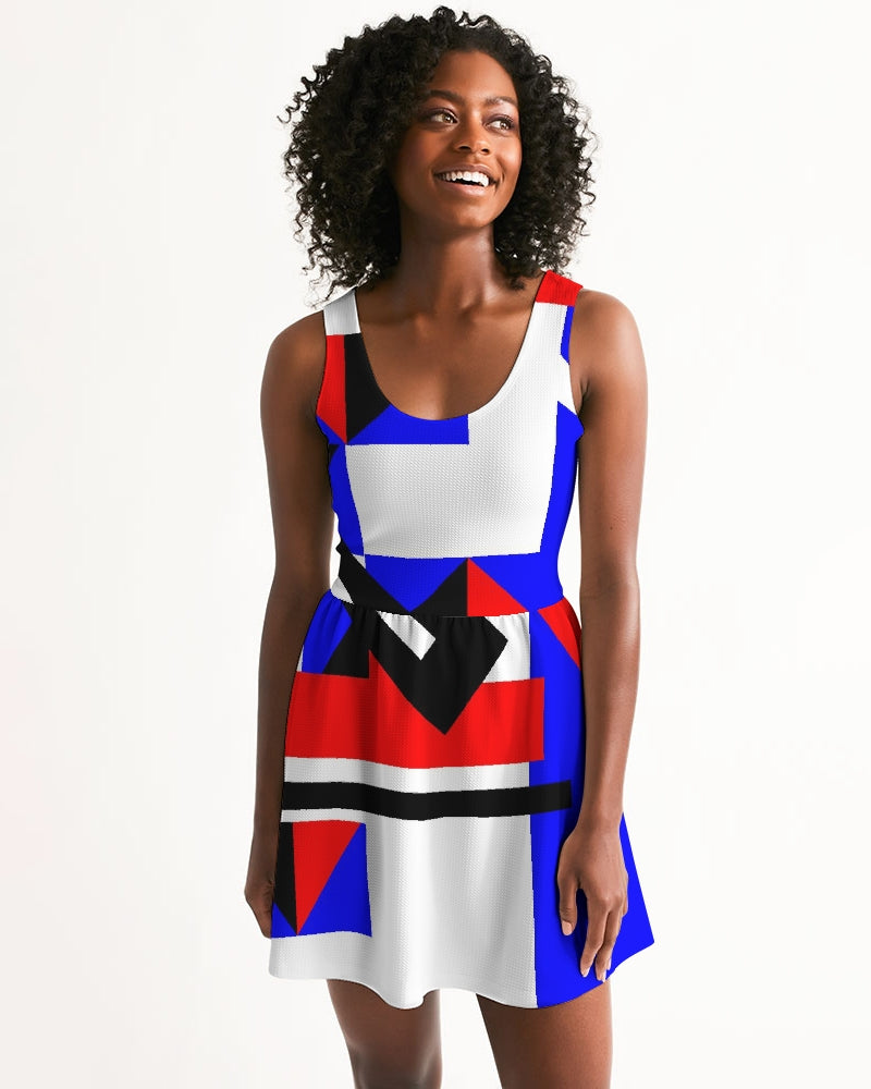 80s Diamond half Women's Scoop Neck Skater Dress