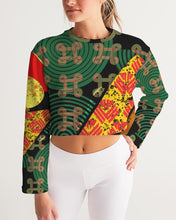 Load image into Gallery viewer, continuospeace1 heritage print Women&#39;s Cropped Sweatshirt
