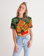 Load image into Gallery viewer, continuospeace1 heritage print Women&#39;s Twist-Front Cropped Tee
