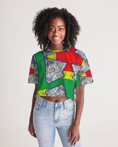 FUNKARA POLYGON CLOTH 1 Women's Lounge Cropped Tee