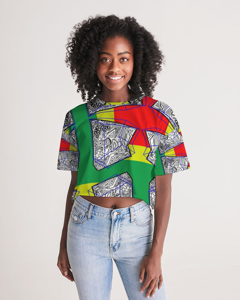 FUNKARA POLYGON CLOTH 1 Women's Lounge Cropped Tee