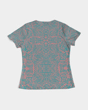 Load image into Gallery viewer, Coral &amp; Teal Tribal Lines  Women&#39;s Tee
