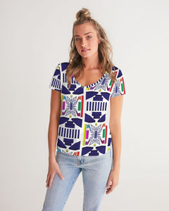 3D Jeweled Flag Women's V-Neck Tee