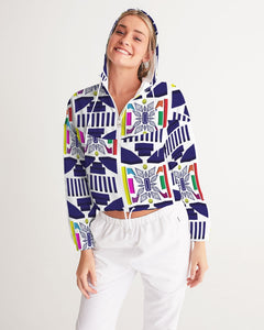 3D Jeweled Flag Women's Cropped Windbreaker