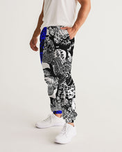 Load image into Gallery viewer, Marisa_Feather sketch details in BLUE Men&#39;s Track Pants
