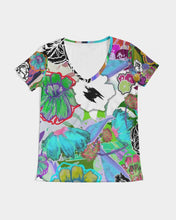 Load image into Gallery viewer, whole LOTTA flowers DOUBLE TAKE Women&#39;s V-Neck Tee
