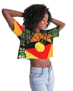 continuospeace1 heritage print Women's Lounge Cropped Tee