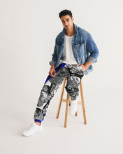 Load image into Gallery viewer, Marisa_Feather sketch details in BLUE Men&#39;s Track Pants
