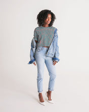 Load image into Gallery viewer, Coral &amp; Teal Tribal Lines  Women&#39;s Lounge Cropped Tee
