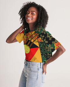 continuospeace1 heritage print Women's Lounge Cropped Tee