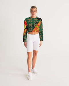 continuospeace1 heritage print Women's Cropped Sweatshirt