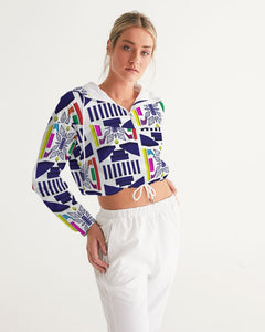 3D Jeweled Flag Women's Cropped Windbreaker